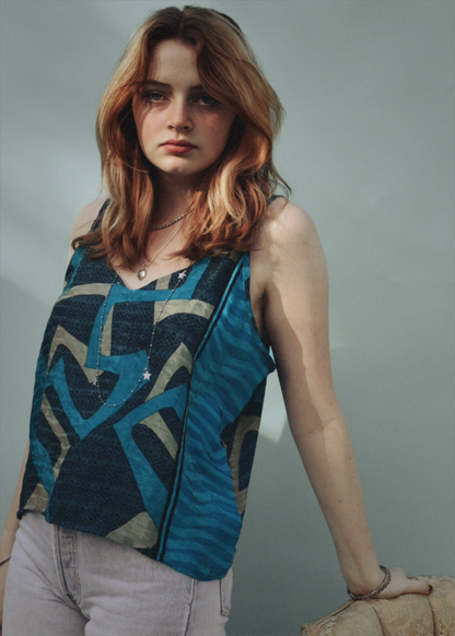 Reseda Silk Crepe Camisole Top ~ Navigate XL