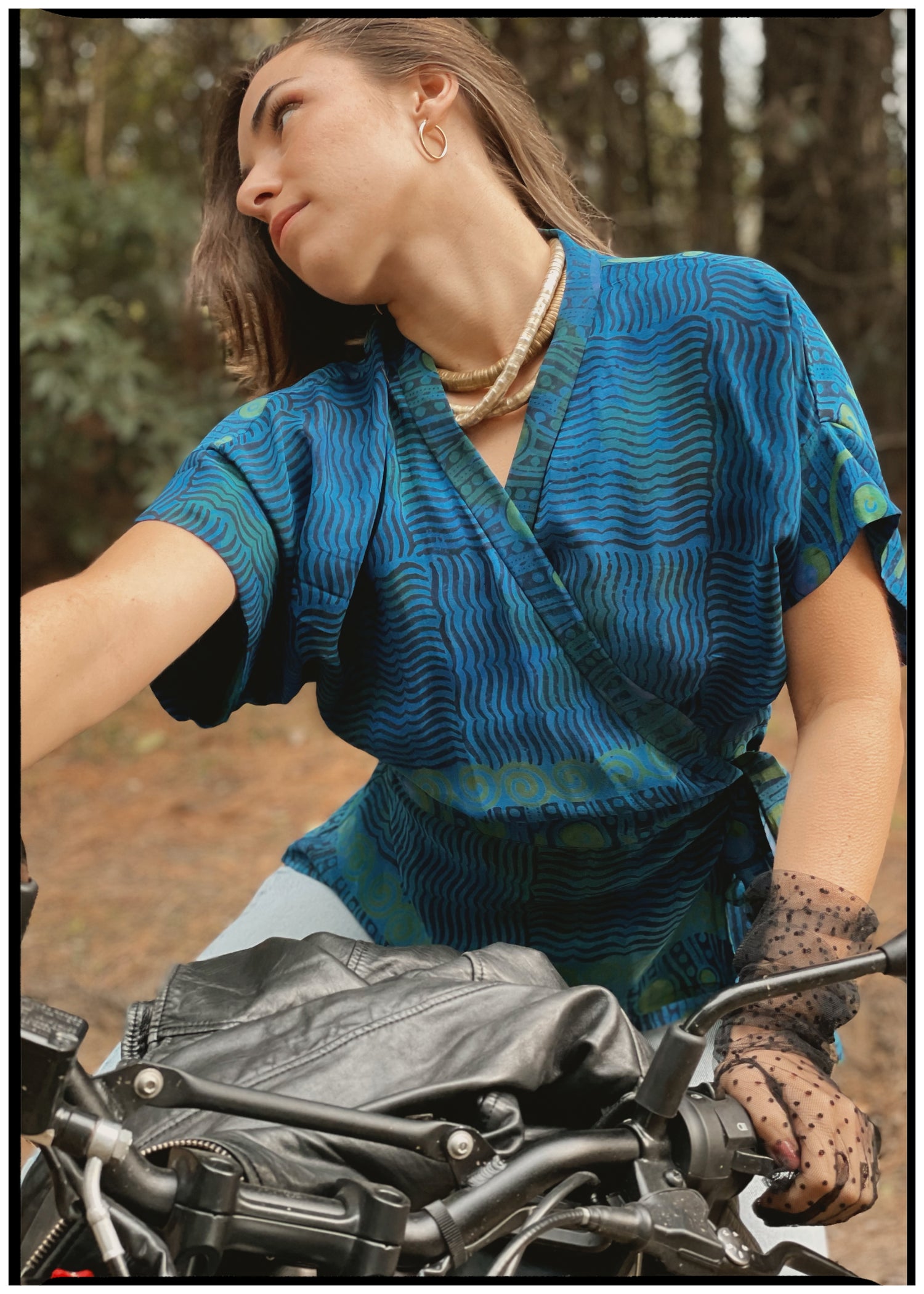 Bassia Silk Crepe Cross Tie Front Blouse ~  Maya XL