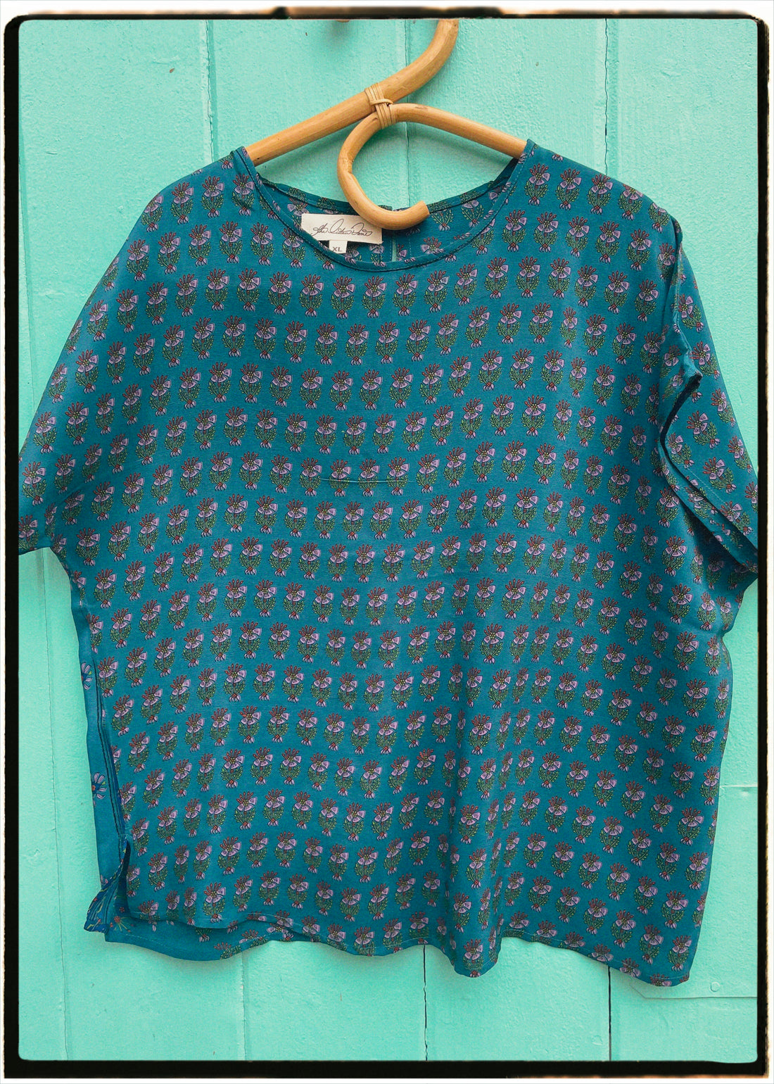 Viola Silk Crepe T-Shirt ~ Riviera XL