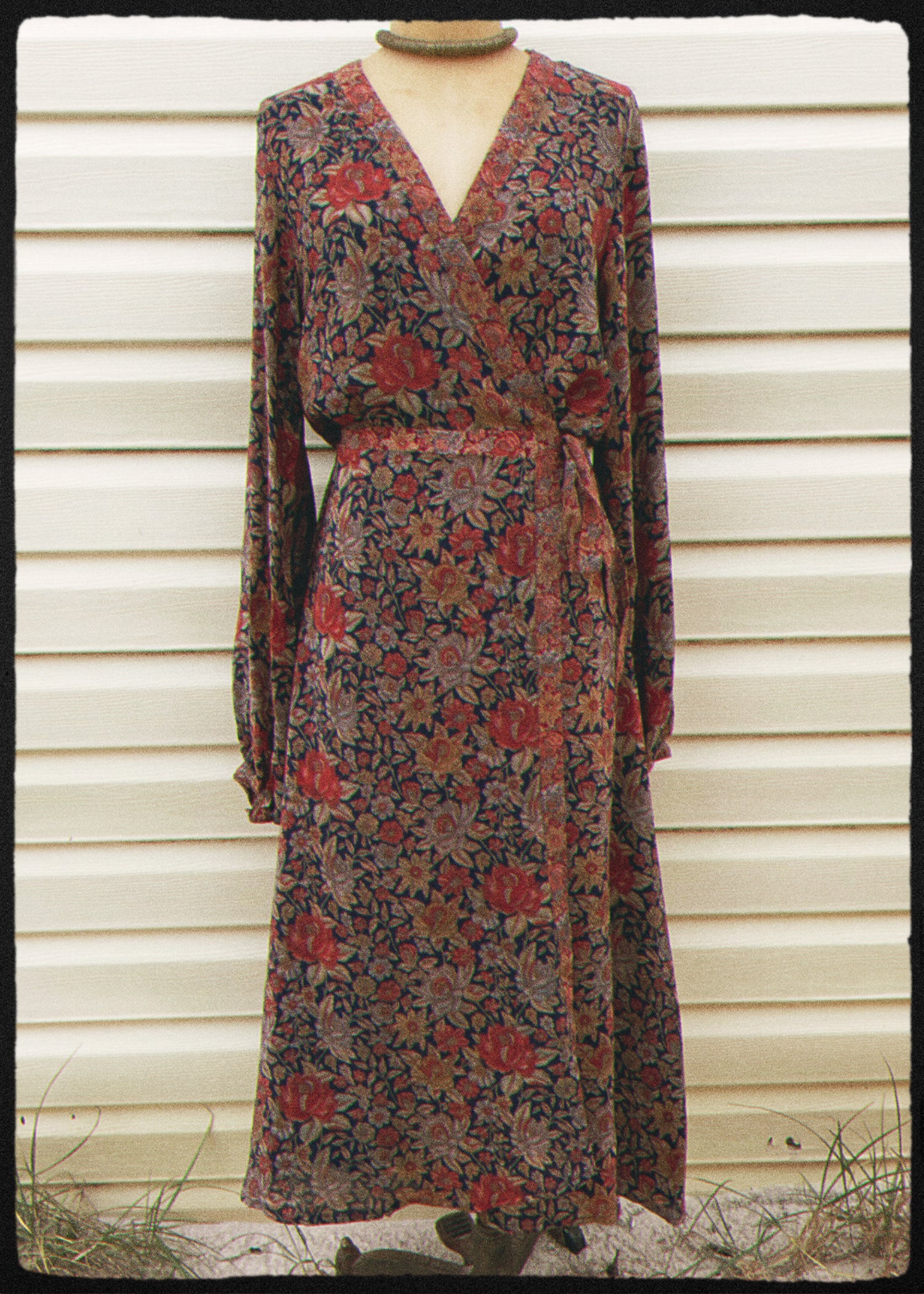 Caladium Wrap Silk Dress ~ Dragonfly L
