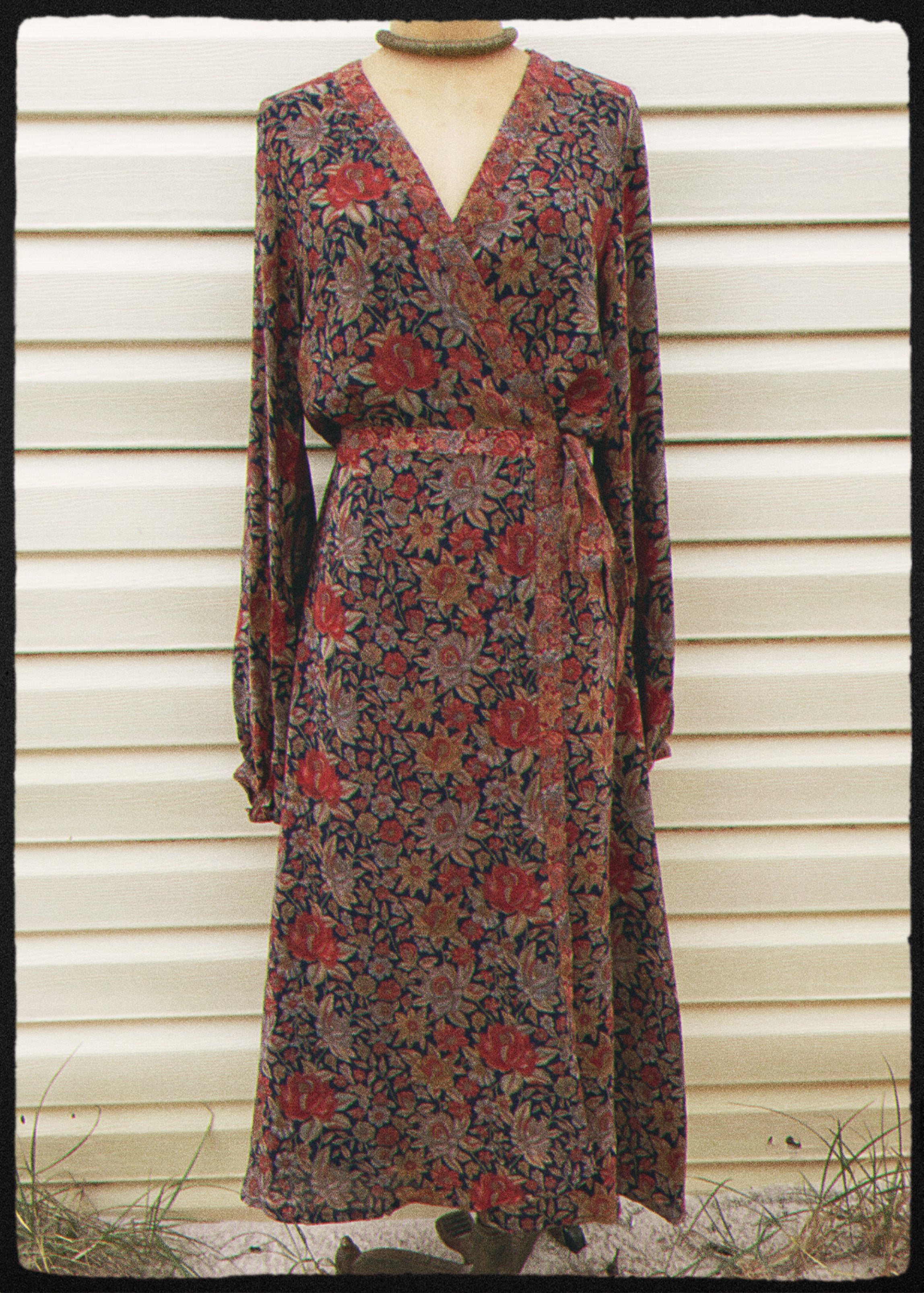 Caladium Wrap Silk Dress ~ Dragonfly L