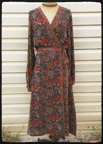 Caladium Wrap Silk Dress ~ Dragonfly L