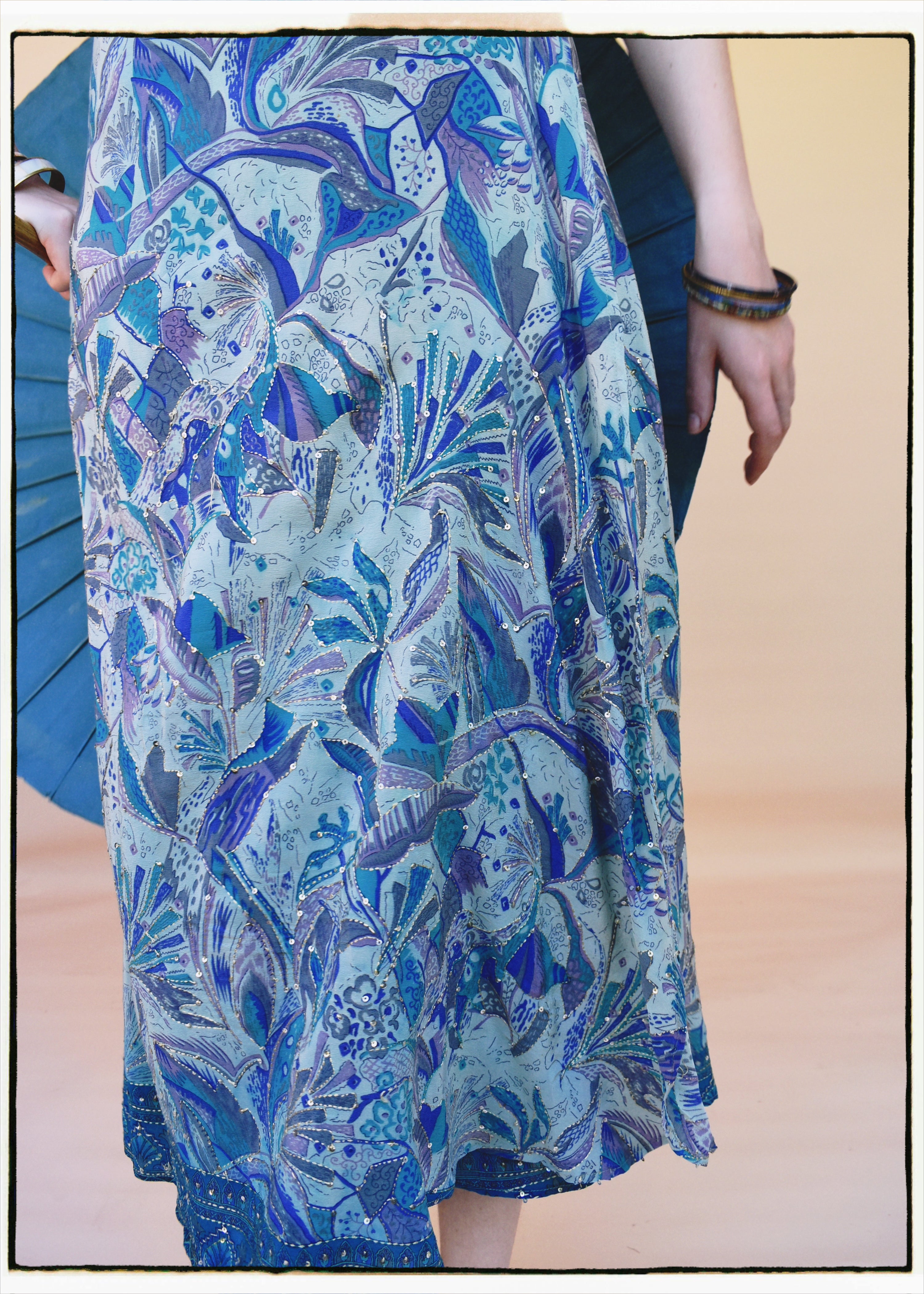 Liatris Silk Crepe Flutter Sleeve Wrap Dress ~ Skyride S