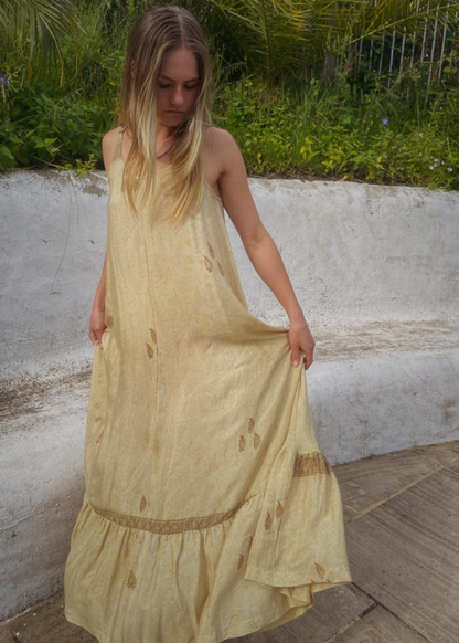 Eustoma Silk Crepe Swing Maxi Dress ~ Alesan S