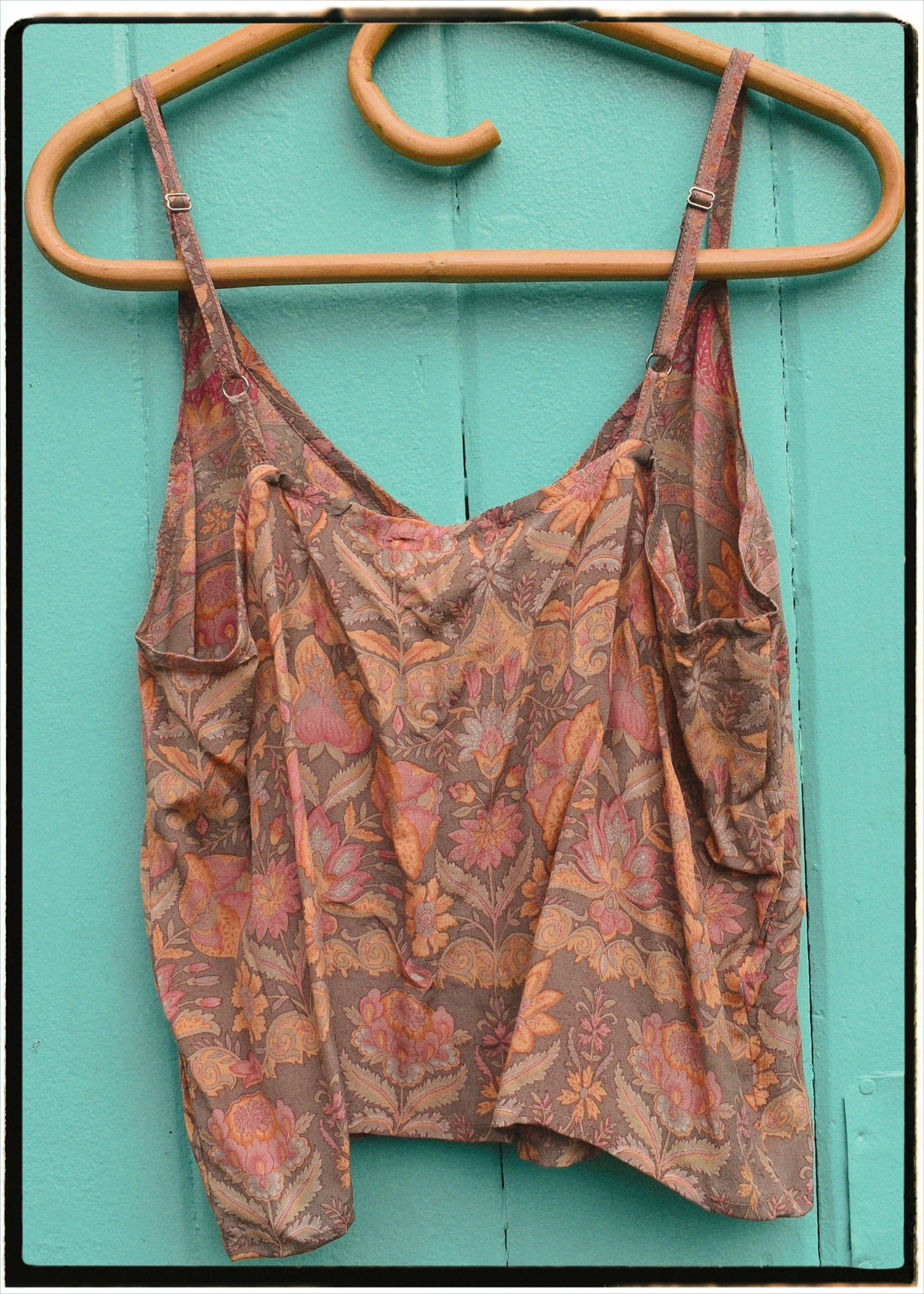 Reseda Silk Crepe Camisole Top ~ Coral L