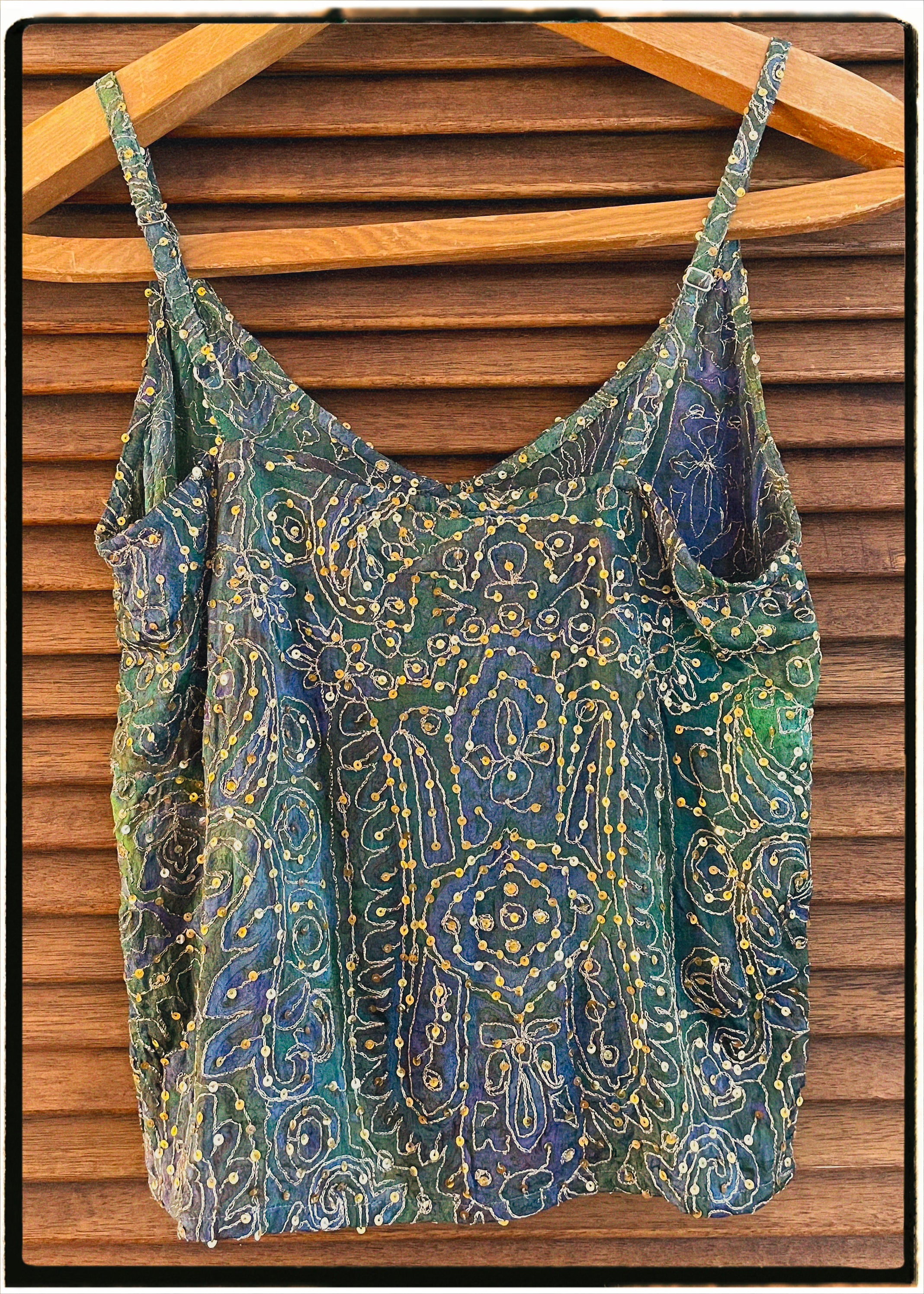 Reseda Silk Crepe Camisole Top ~ Fern XS