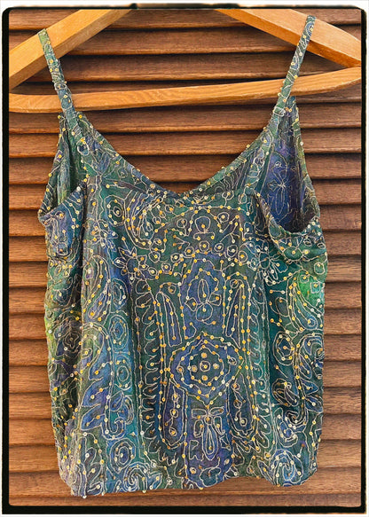 Reseda Silk Crepe Camisole Top ~ Fern XS