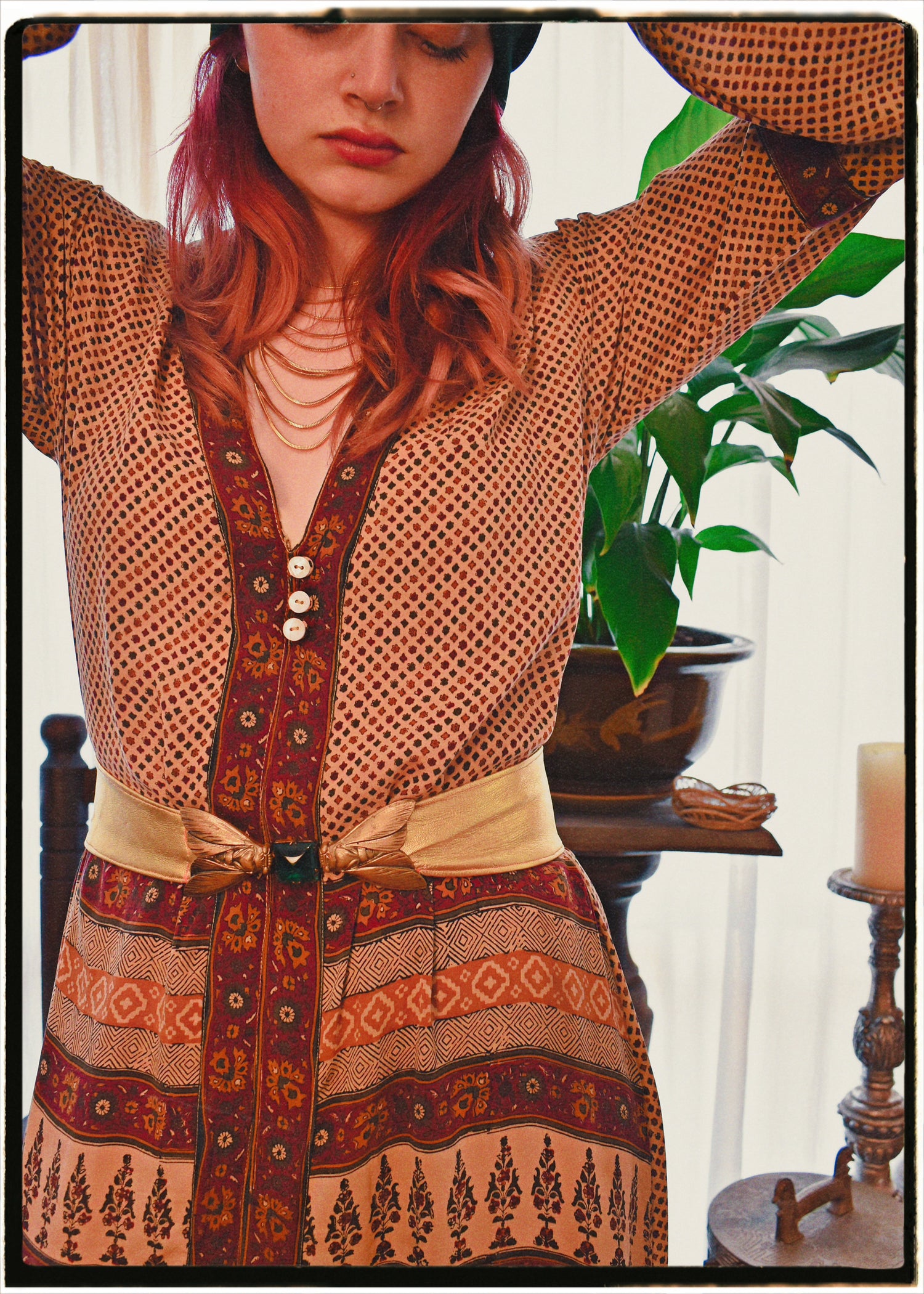 Zea Silk Crepe Kaftan Maxi Dress ~  Syrah XS