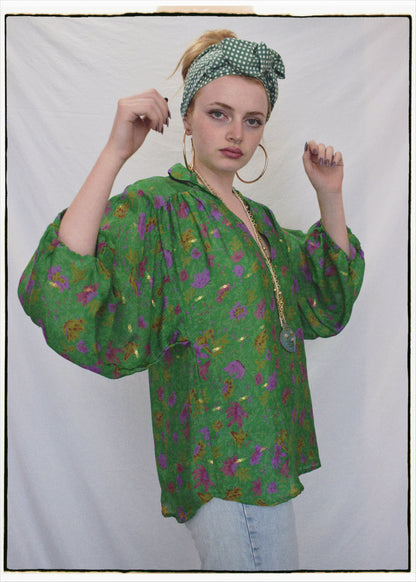 Ochna Silk Crepe Shirt ~ Sapphire S