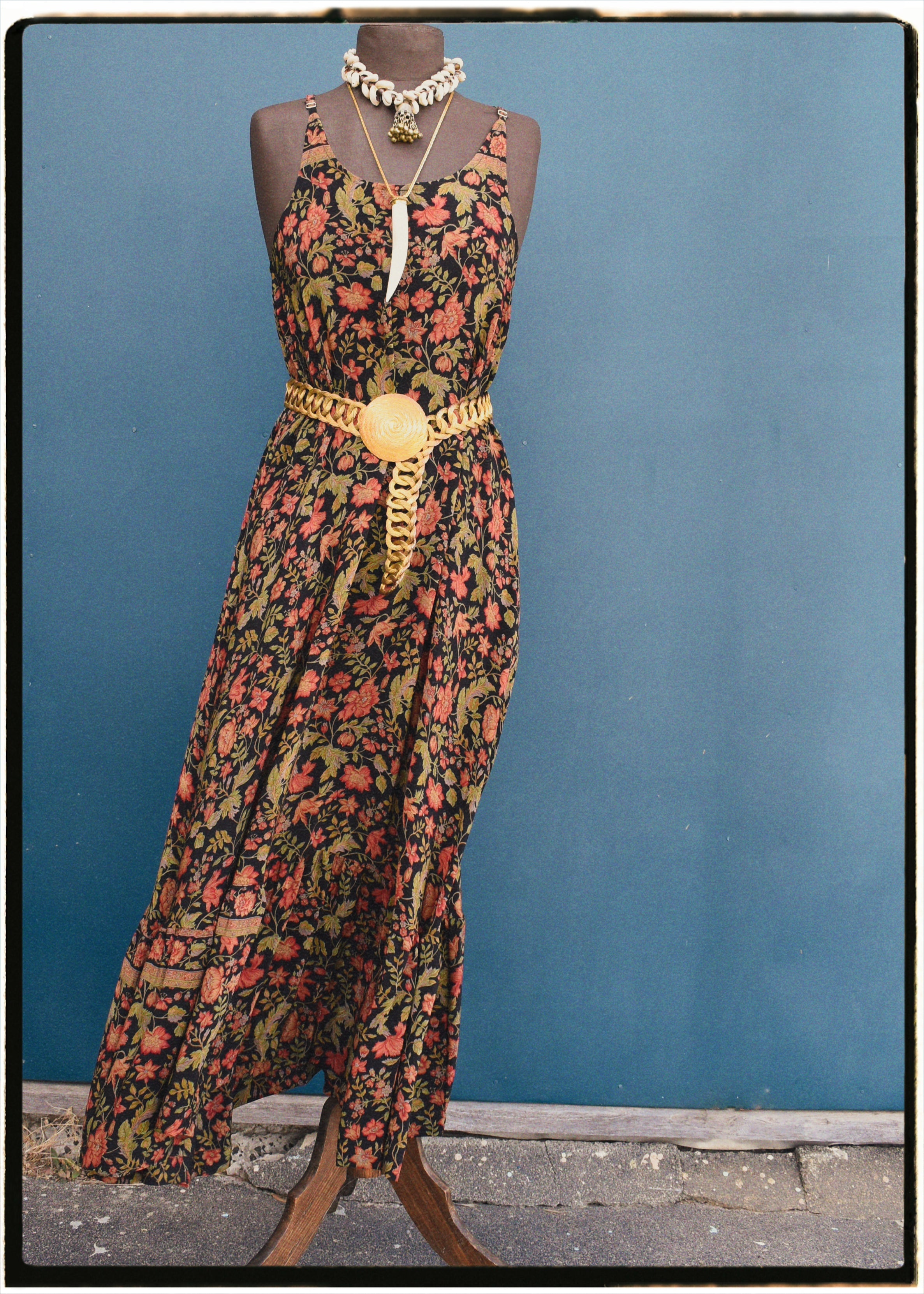 Eustoma Silk Crepe Swing Maxi Dress ~ Heron L