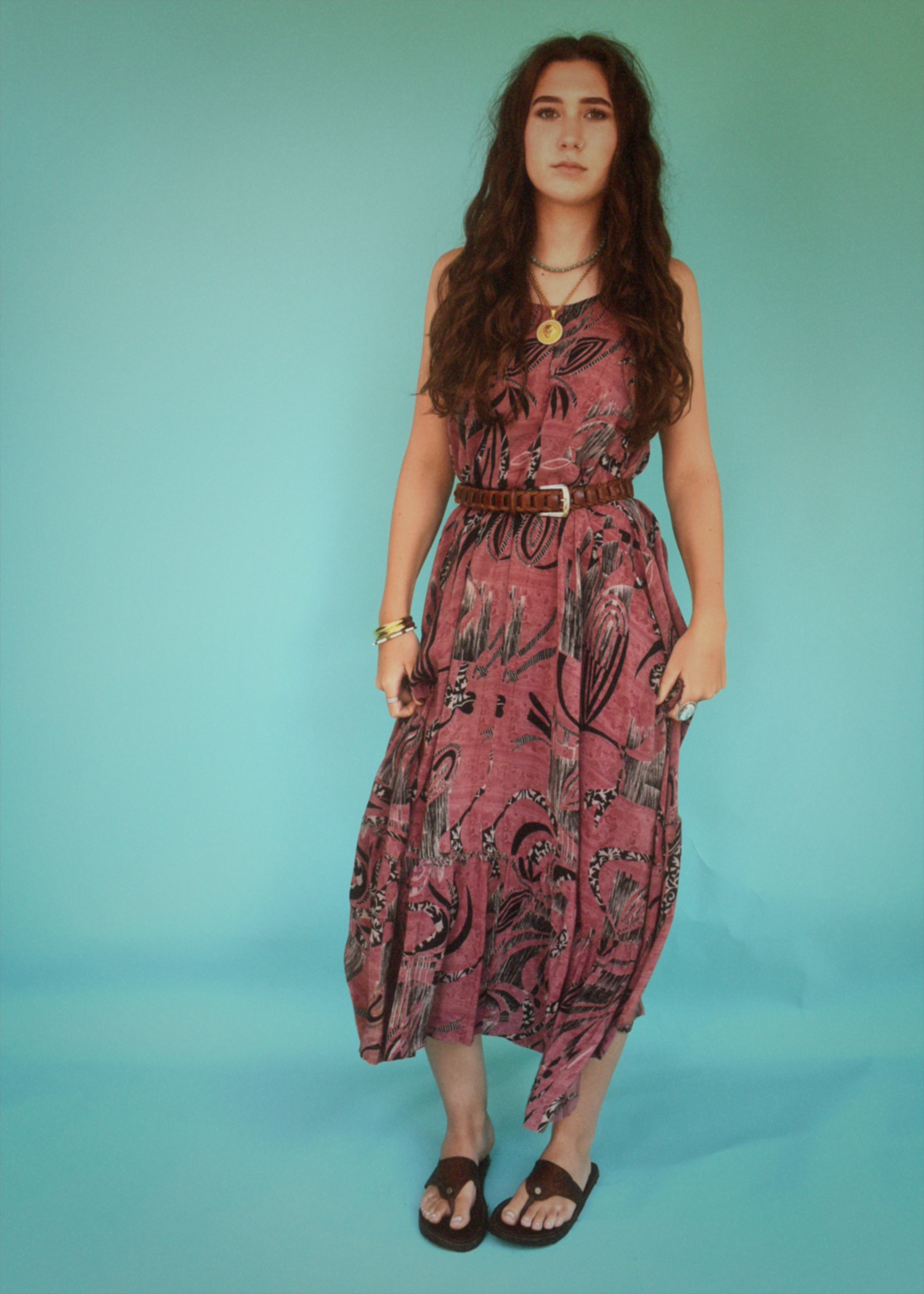 Eustoma Silk Crepe Swing Maxi Dress ~ Urban XL