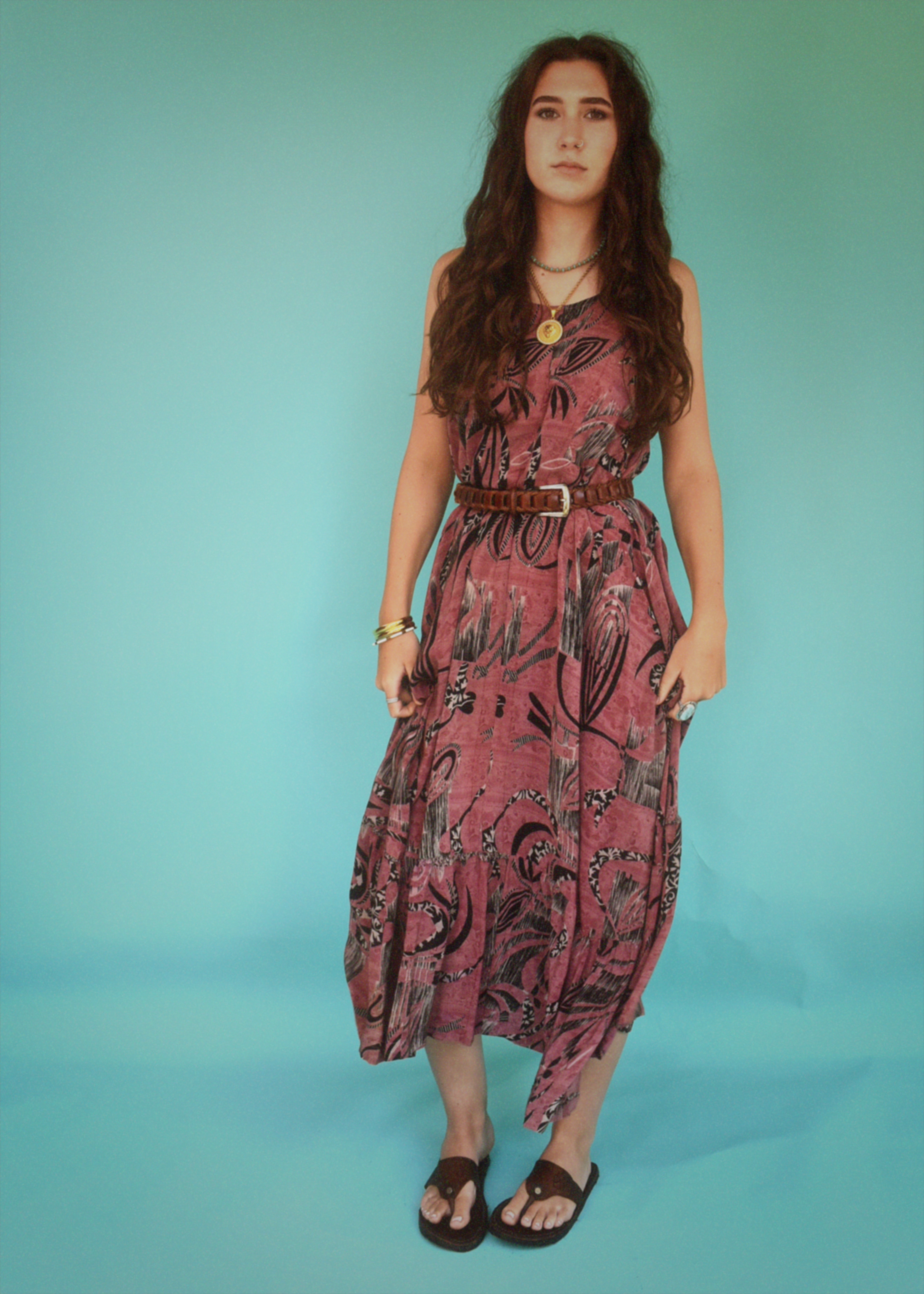 Eustoma Silk Crepe Swing Maxi Dress ~ Urban XL