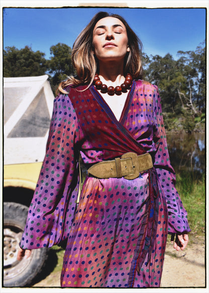 Caladium Wrap Silk Dress ~ Tweed XL