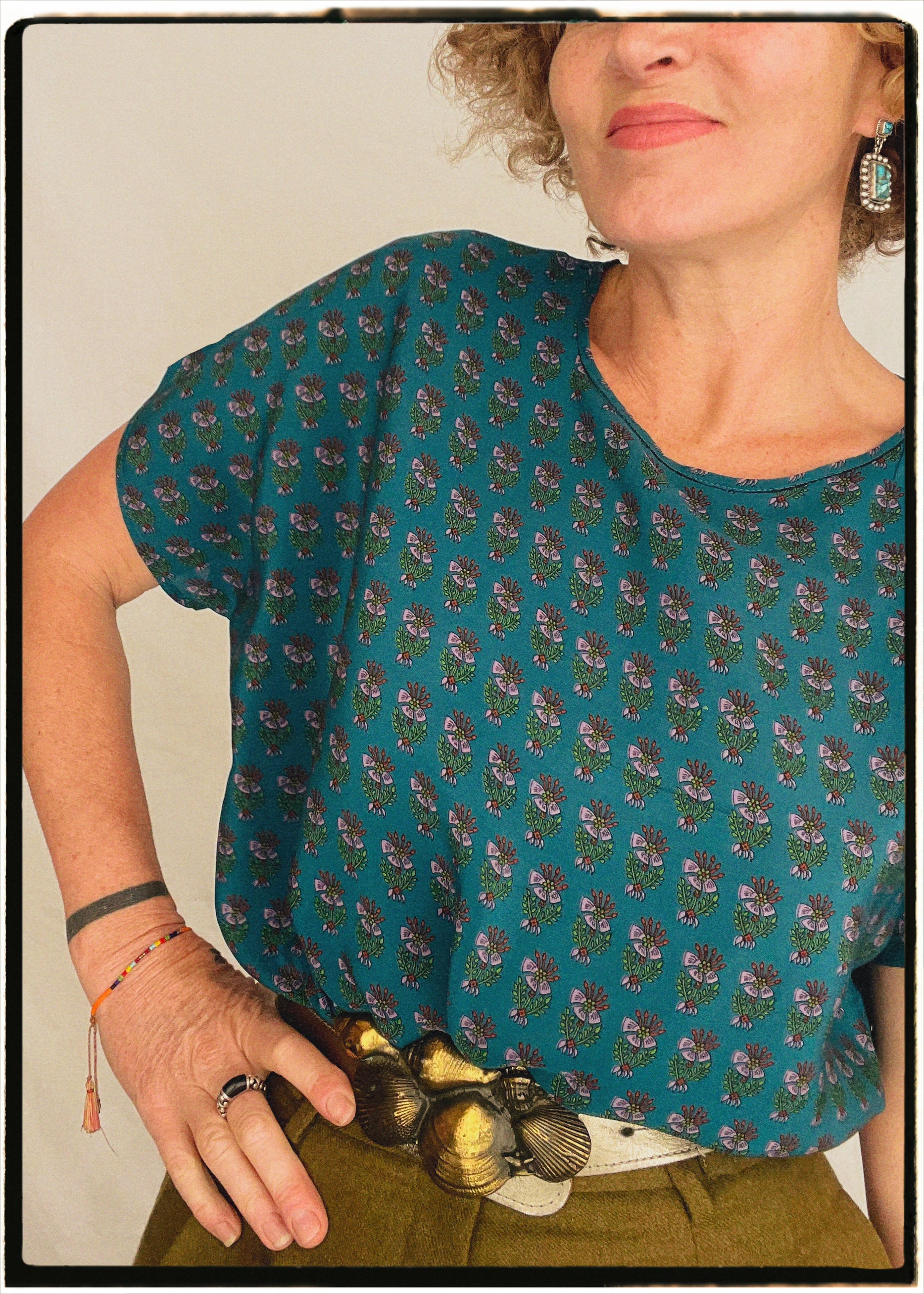 Viola Silk Crepe T-Shirt ~ Riviera XL