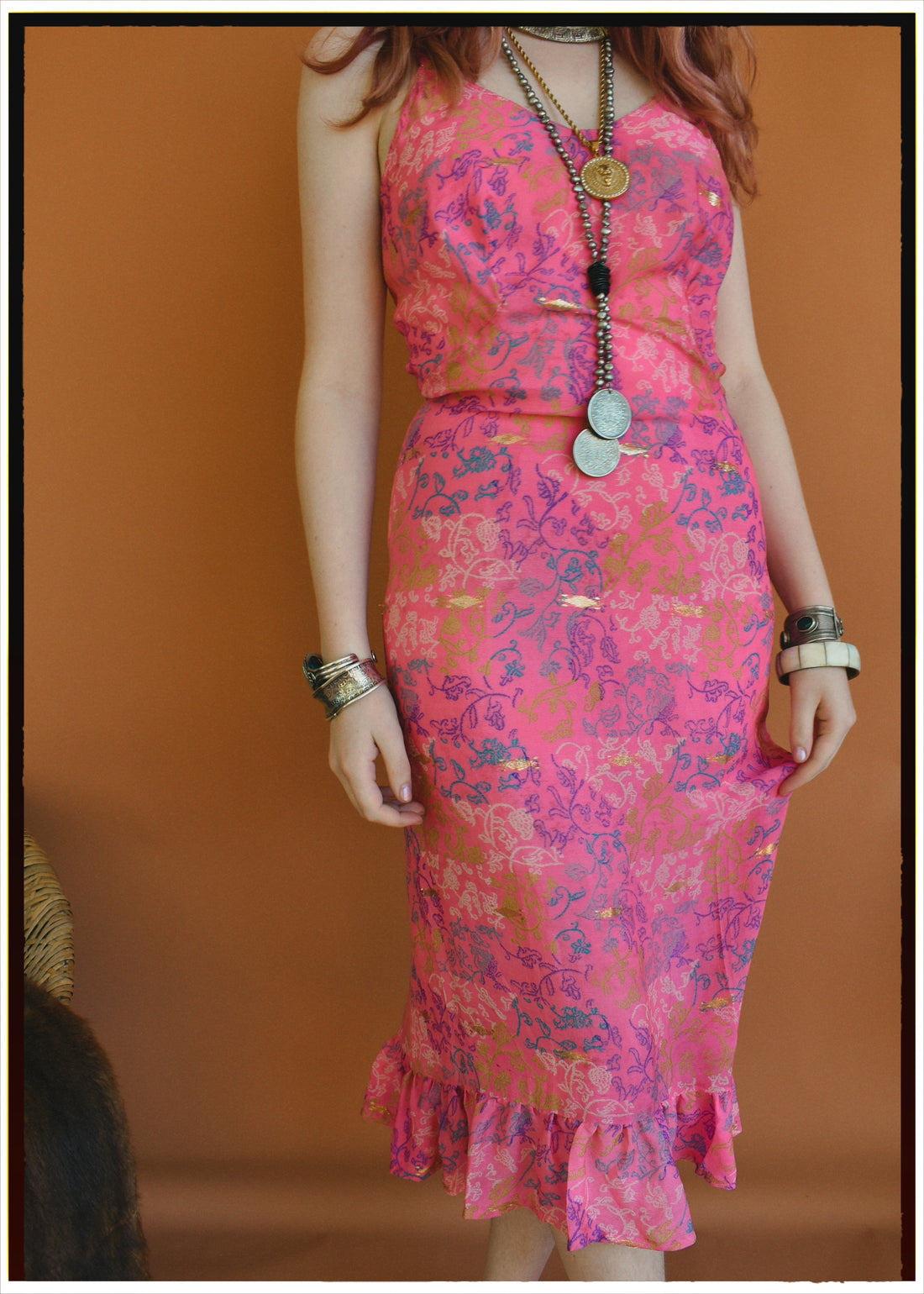 Rumex Silk Slip Dress ~ Azalea XL