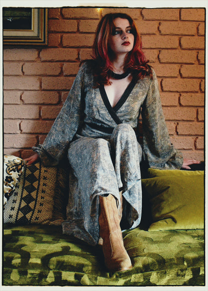 Caladium Silk Wrap Dress ~ Haze XS