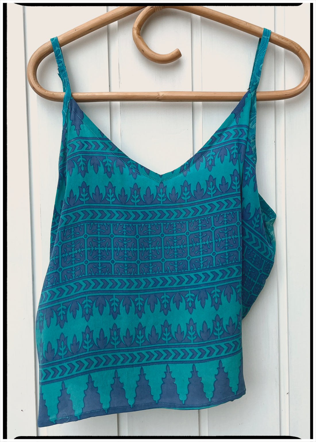 Reseda Silk Crepe Camisole Top ~ Aquamarine XL