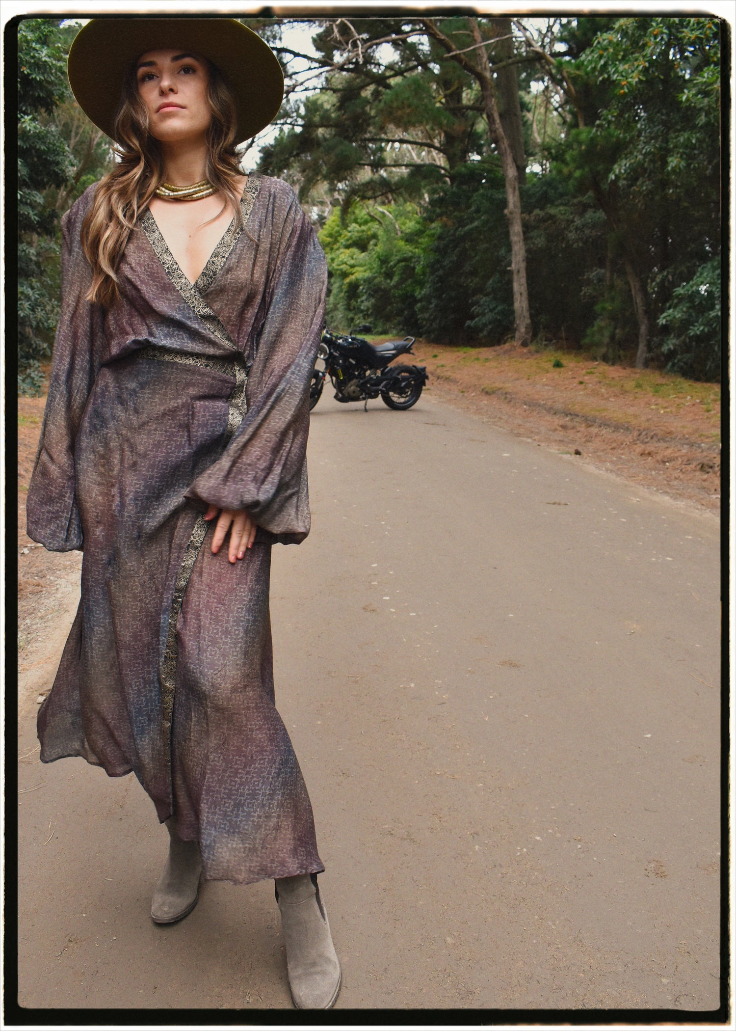 Caladium Wrap Silk Dress ~ Renaissance XL