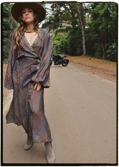 Caladium Wrap Silk Dress ~ Renaissance XL