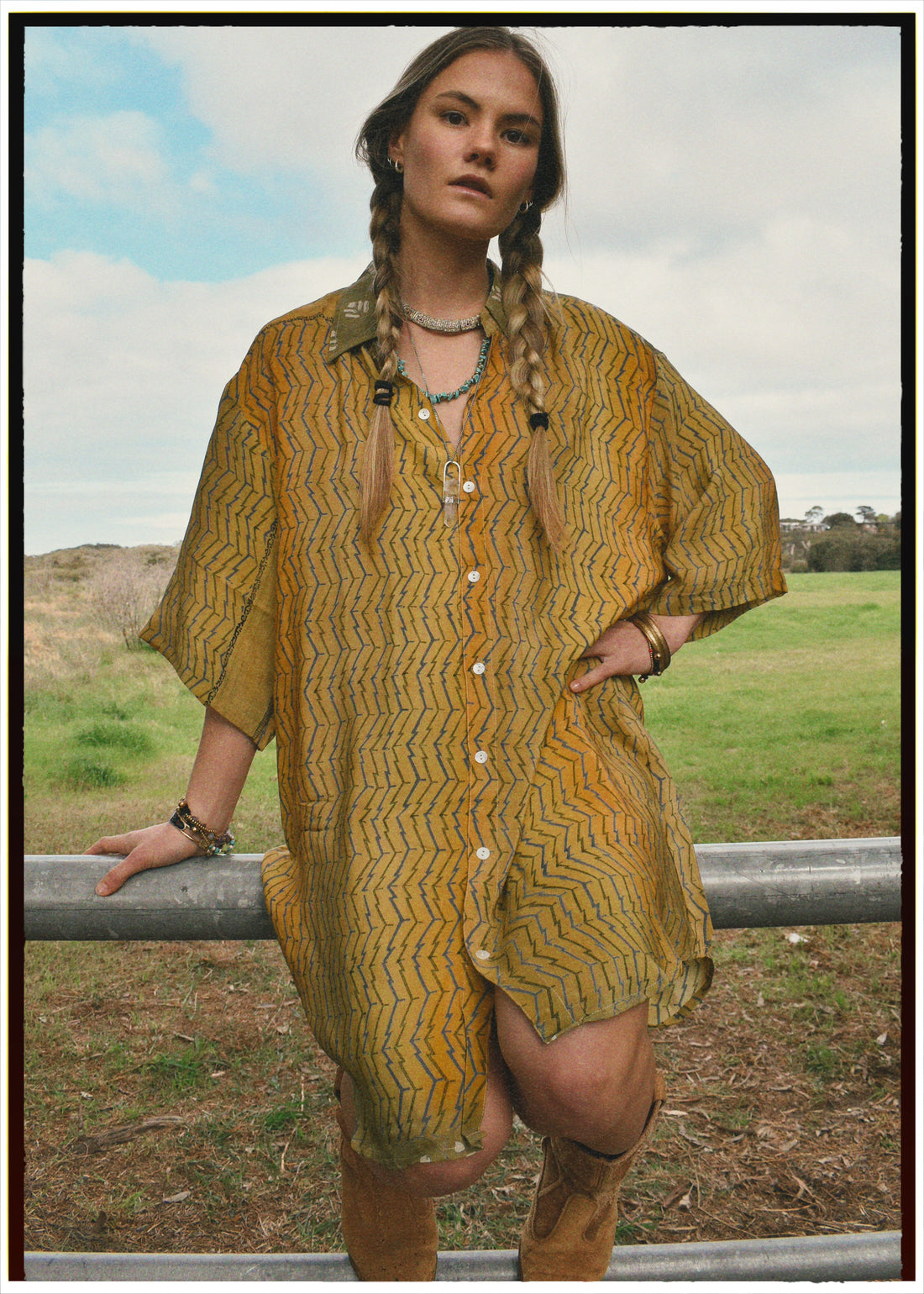 Astralagus Silk Crepe Oversized Shirt ~ Tawny Gold