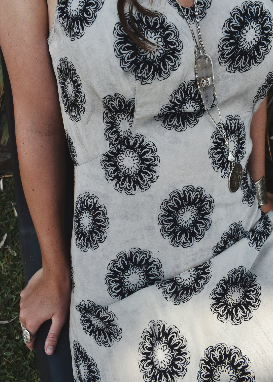 Rumex Silk Slip Dress ~ Graphite M