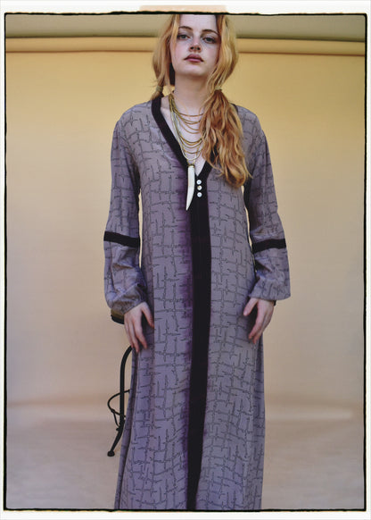 Zea Silk Crepe Kaftan Maxi Dress ~  Azurine XS