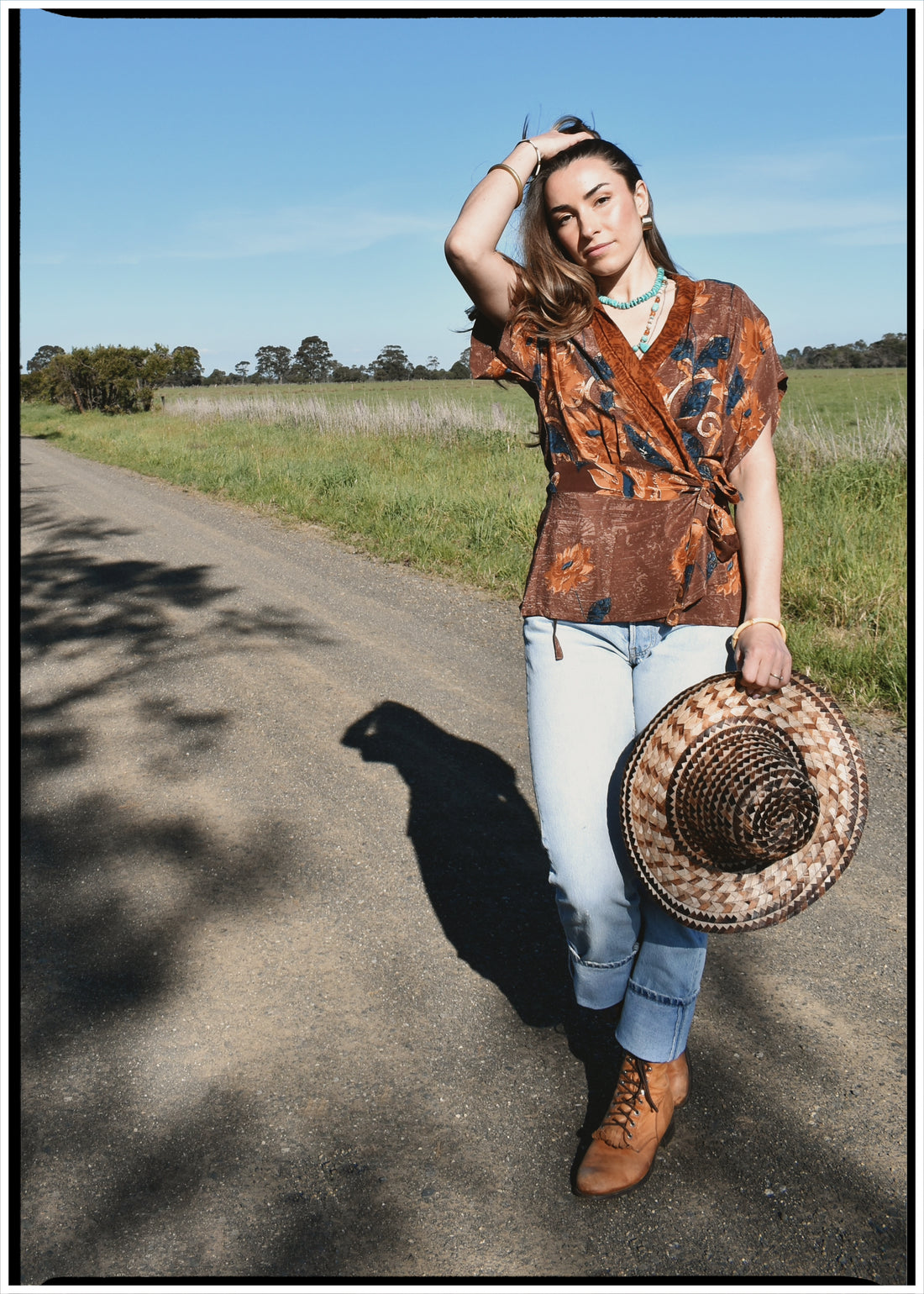 Bassia Silk Crepe Cross Tie Front Blouse ~ Sunflower M