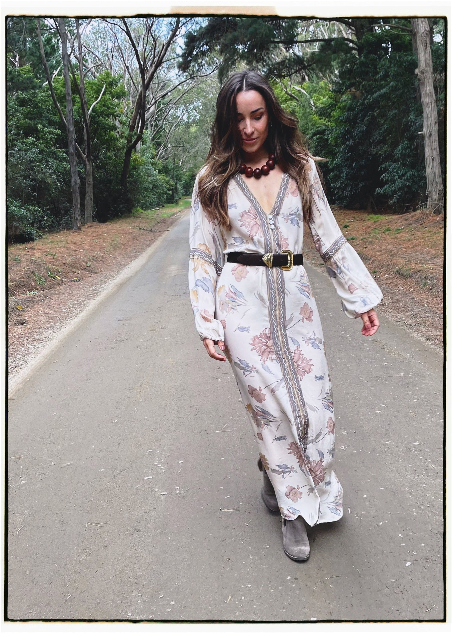 Zea Silk Crepe Kaftan Maxi Dress ~  Angel M