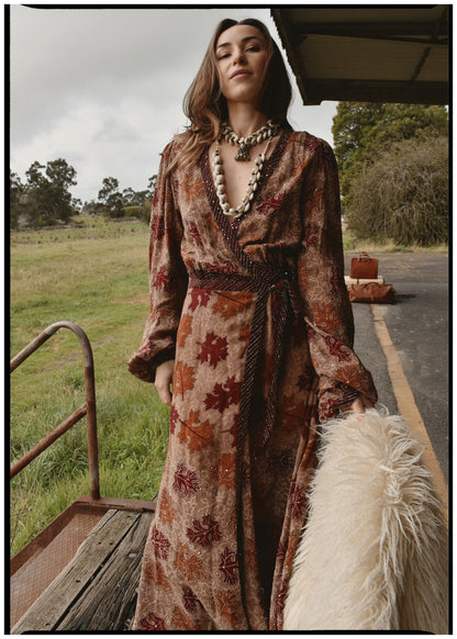Caladium Silk Wrap Dress ~  Maple S