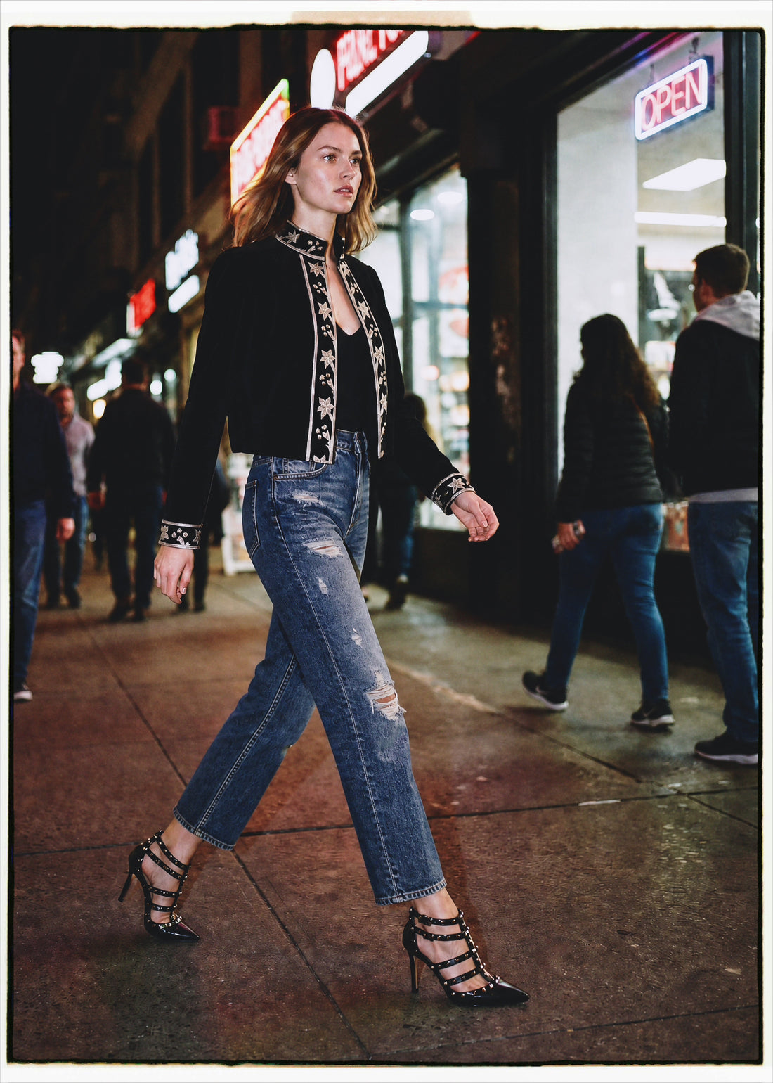 Hypoxis Velvet and Leather Applique Jacket