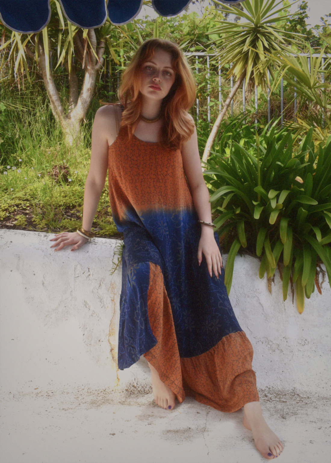 Eustoma Silk Crepe Swing Maxi Dress ~  Blossom S