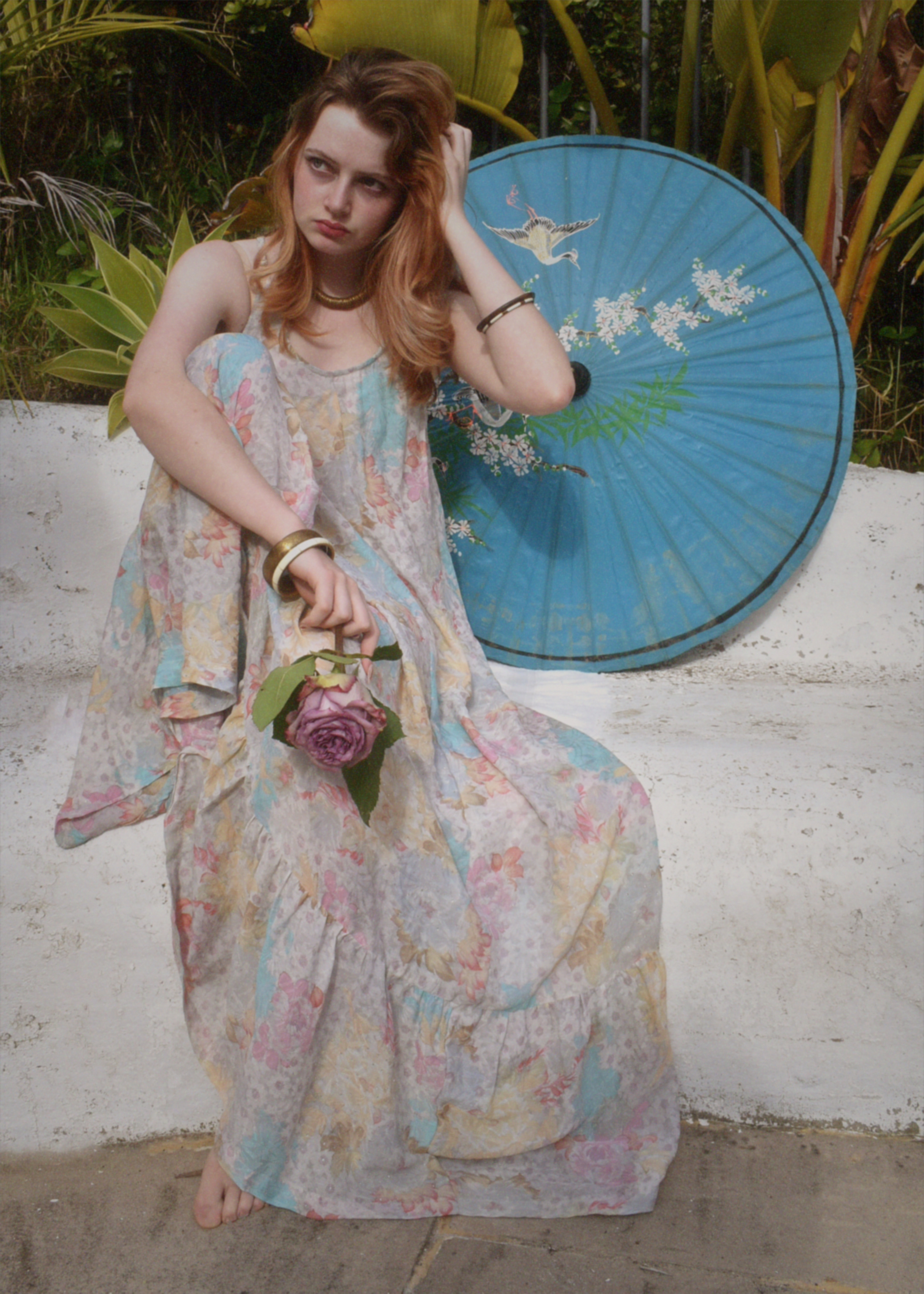 Eustoma Silk Crepe Swing Maxi Dress ~ Laurel L