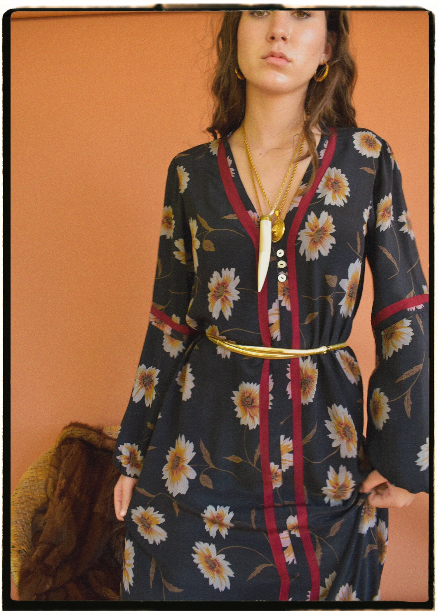 Zea Silk Crepe Kaftan Maxi Dress ~  Eclipse M