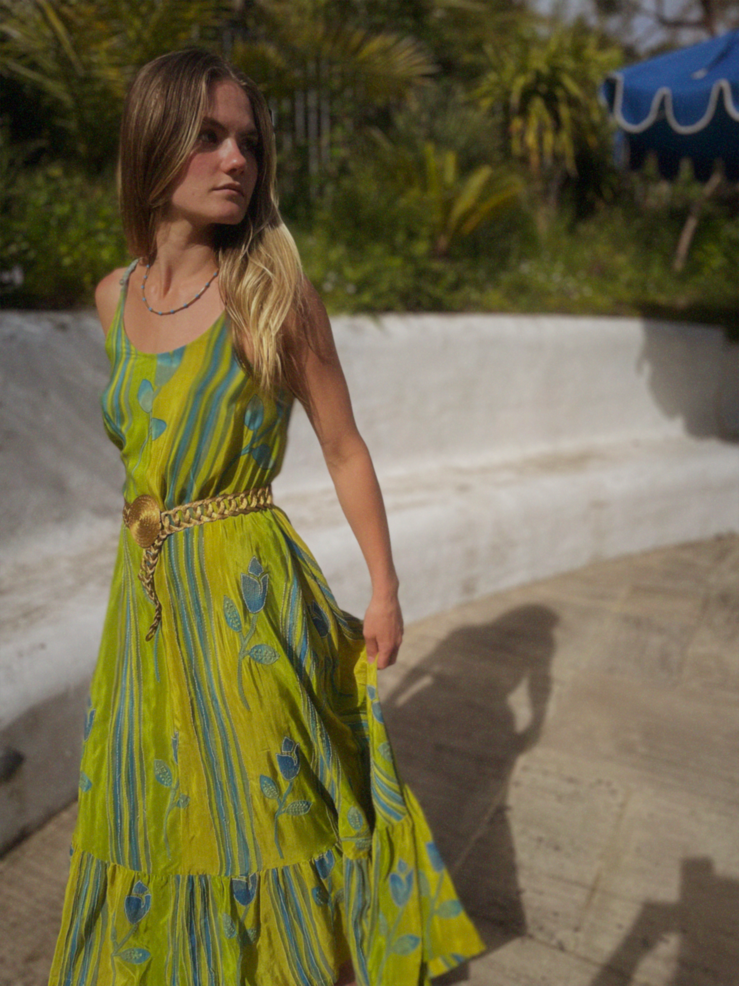 Eustoma Silk Crepe Swing Maxi Dress ~ Spindle S