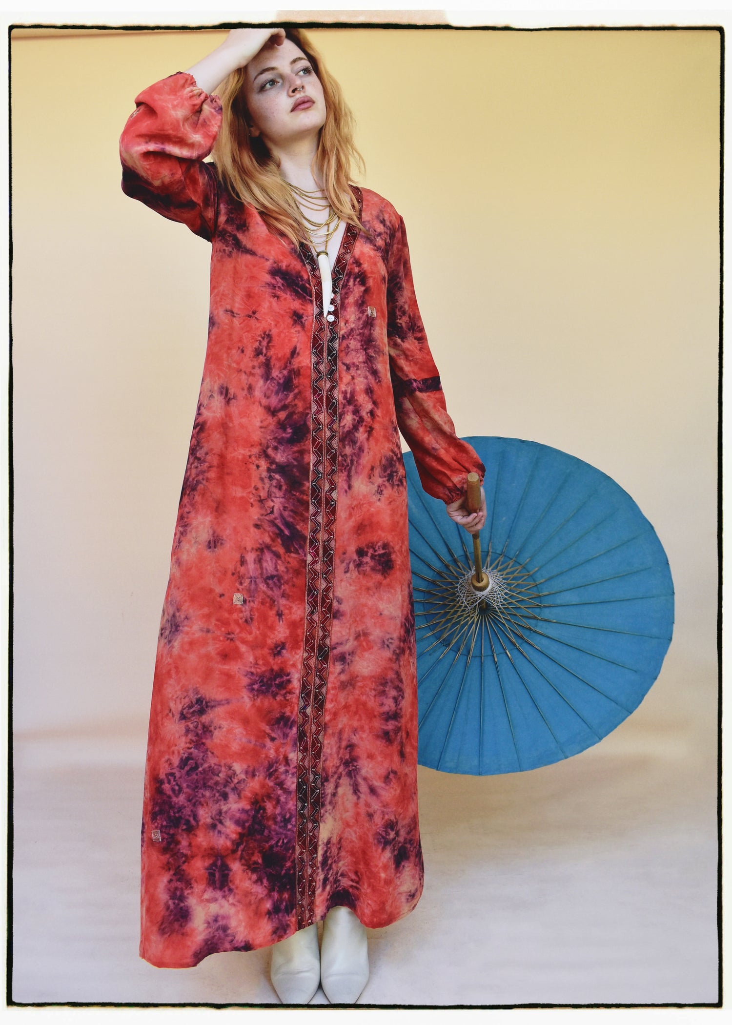 Zea Silk Crepe Kaftan Maxi Dress ~  Jubilee XS