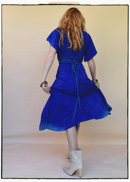 Liatris Silk Crepe Flutter Sleeve Wrap Dress ~ Icehouse M