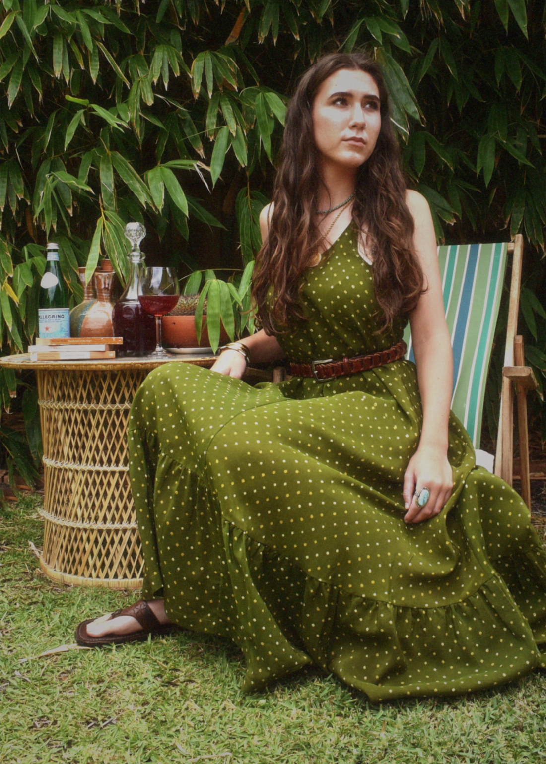 Eustoma Silk Crepe Swing Maxi Dress ~ Courtyard XL