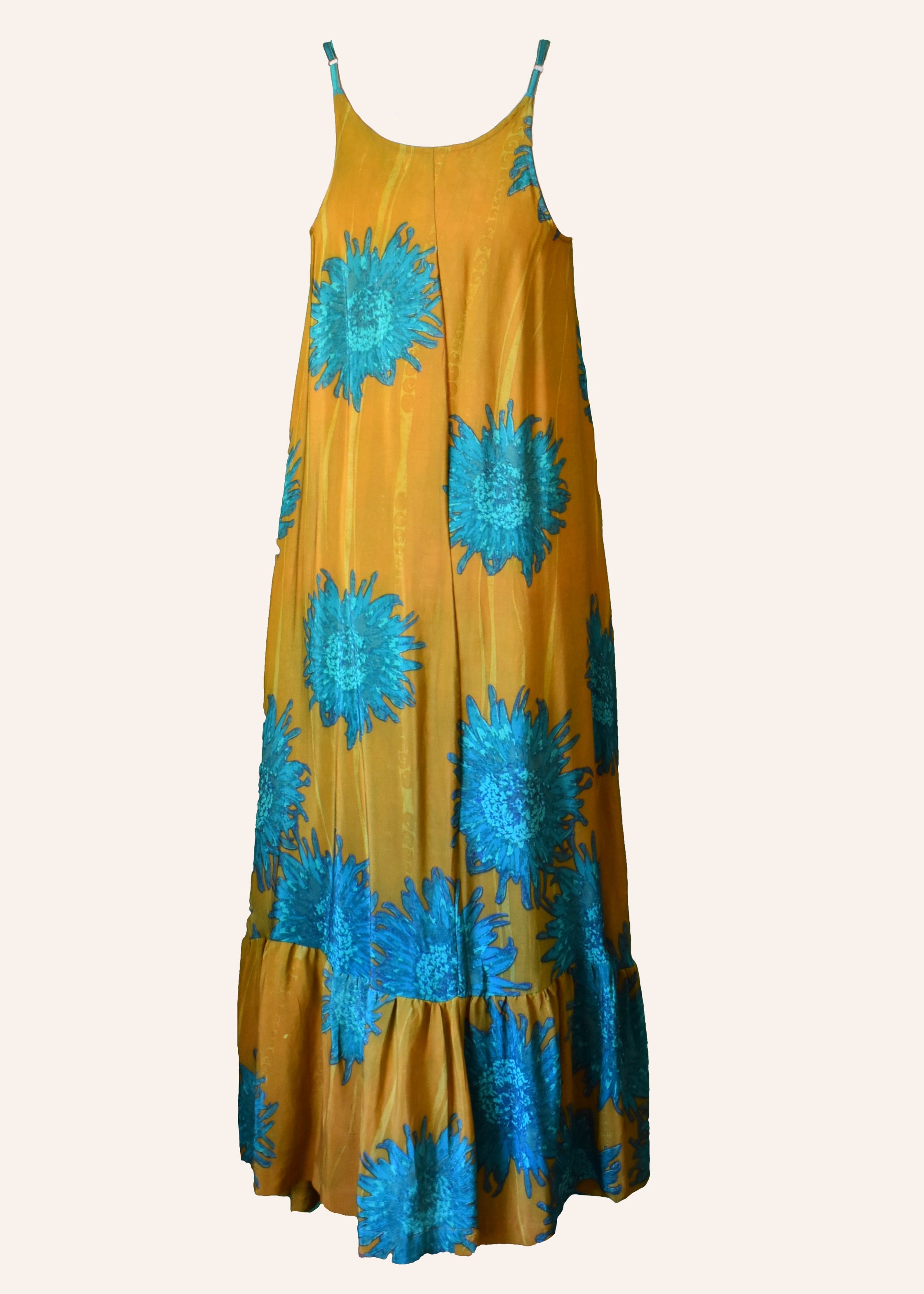 Eustoma Silk Crepe Swing Maxi Dress ~ Tawny M