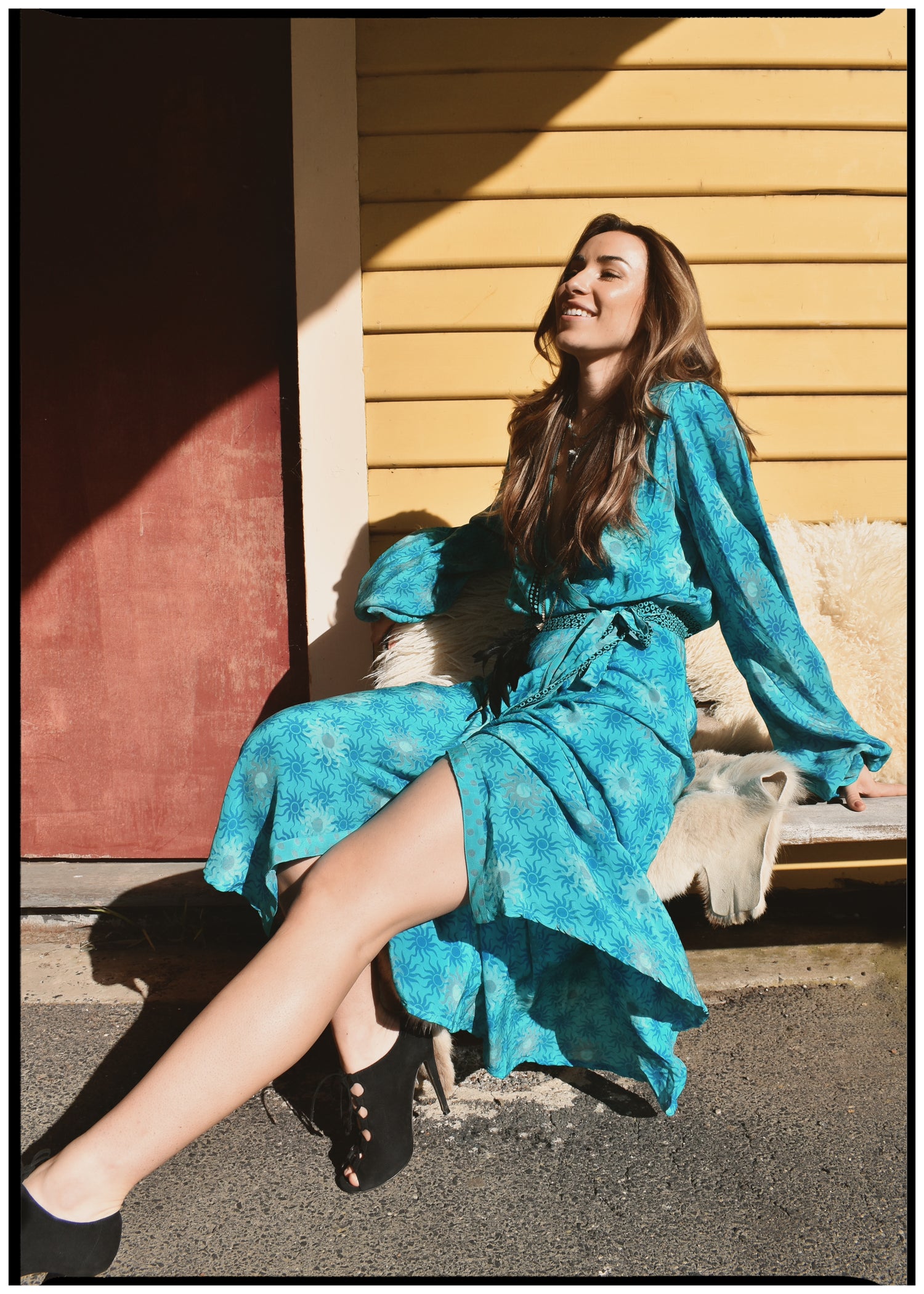 Caladium Silk Wrap Dress ~ Bluebell S