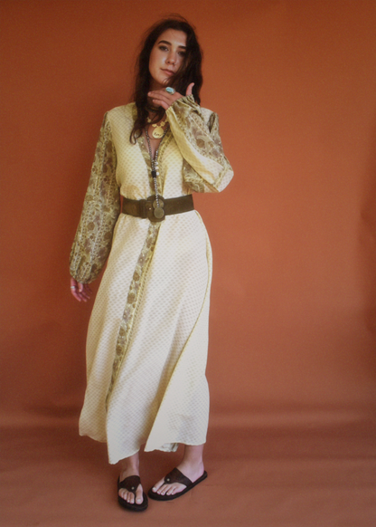 Zea Silk Crepe Kaftan Maxi Dress ~  Harvest XL