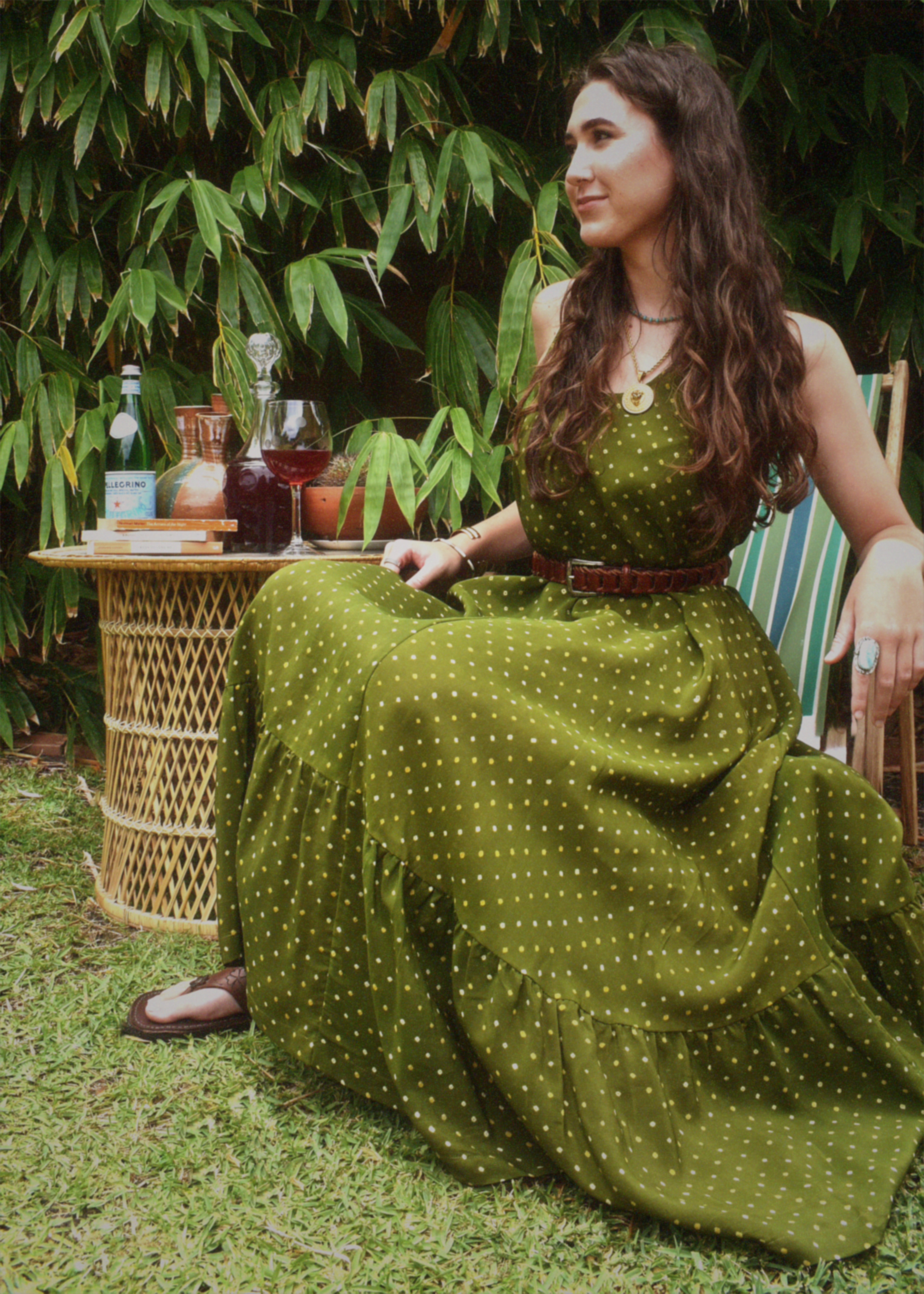 Eustoma Silk Crepe Swing Maxi Dress ~ Courtyard XL