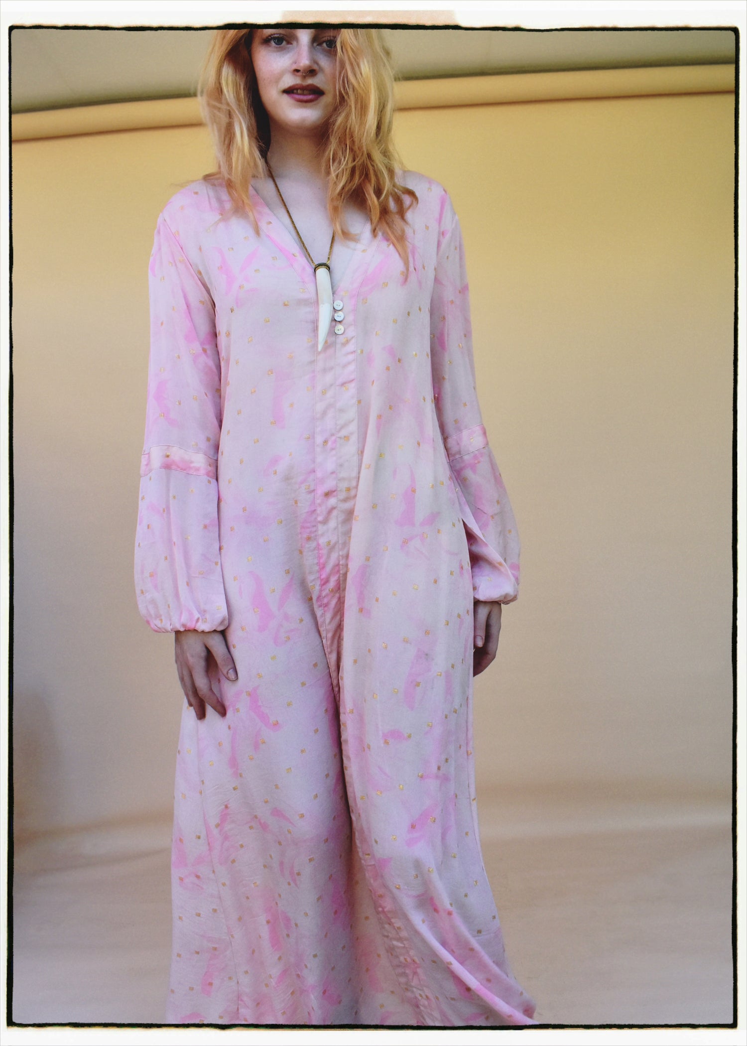 Zea Silk Crepe Kaftan Maxi Dress ~  Fairy Tale XS