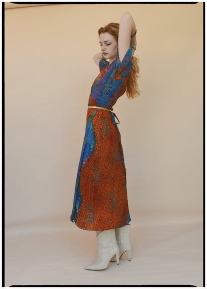 Liatris Silk Crepe Flutter Sleeve Wrap Dress ~ Lantana M