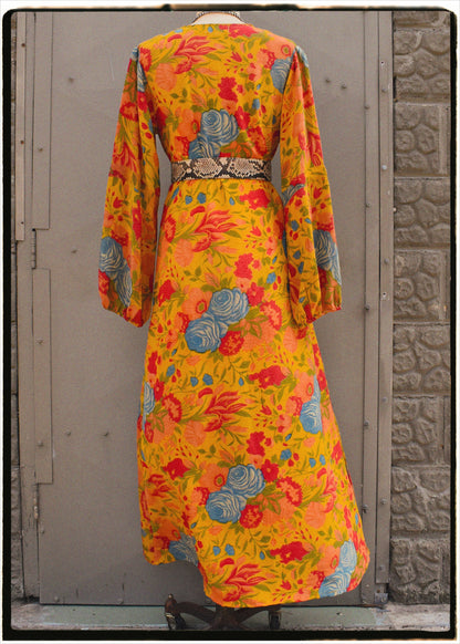 Zea Silk Crepe Kaftan Maxi Dress ~  Mimosa S