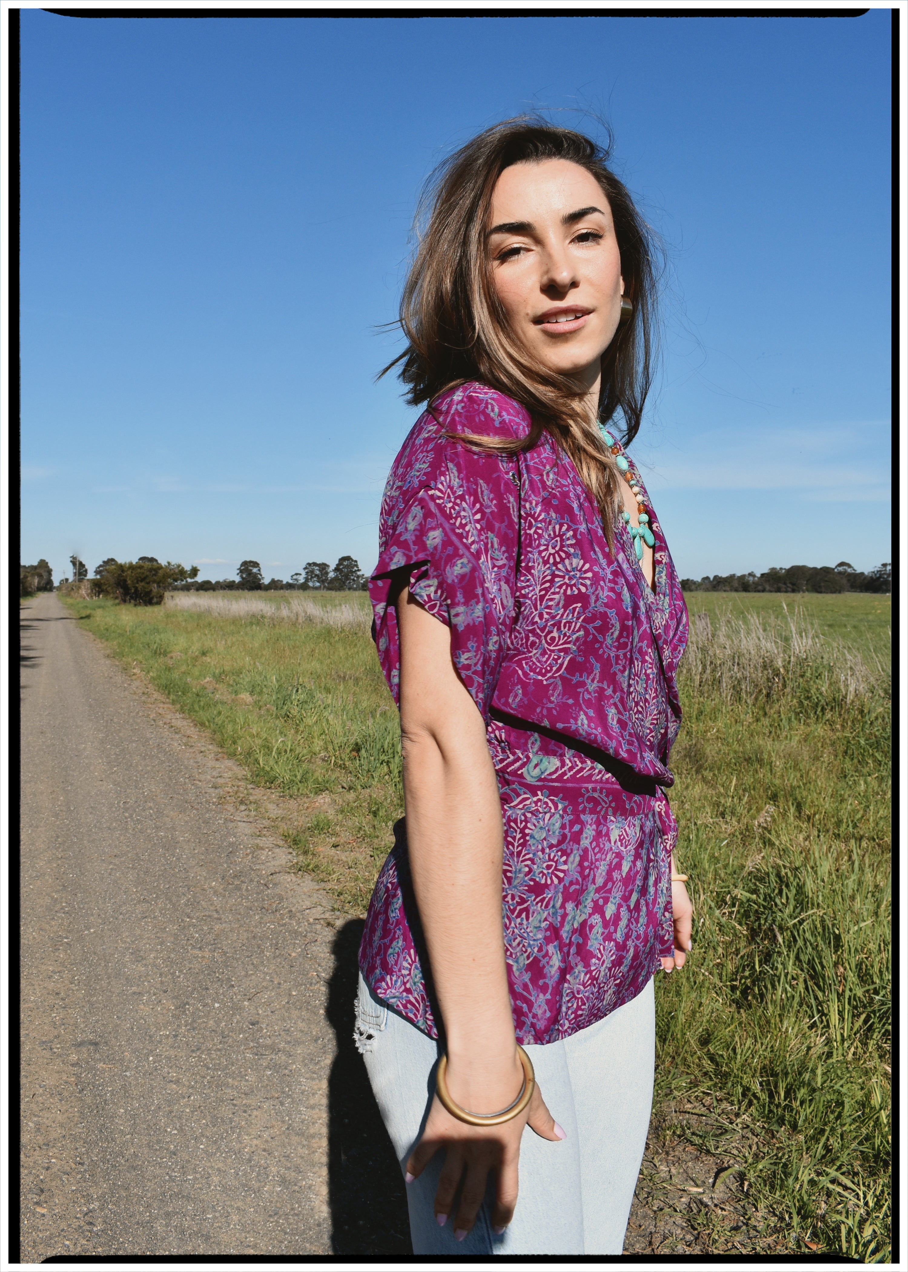Bassia Silk Crepe Cross Tie Front Blouse ~ Serice M