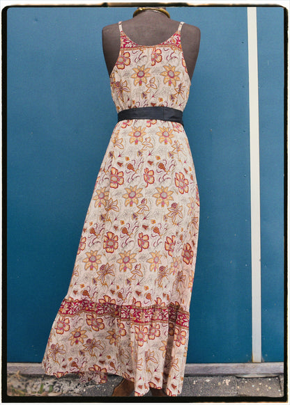 Eustoma Silk Crepe Swing Maxi Dress ~ Solitary L