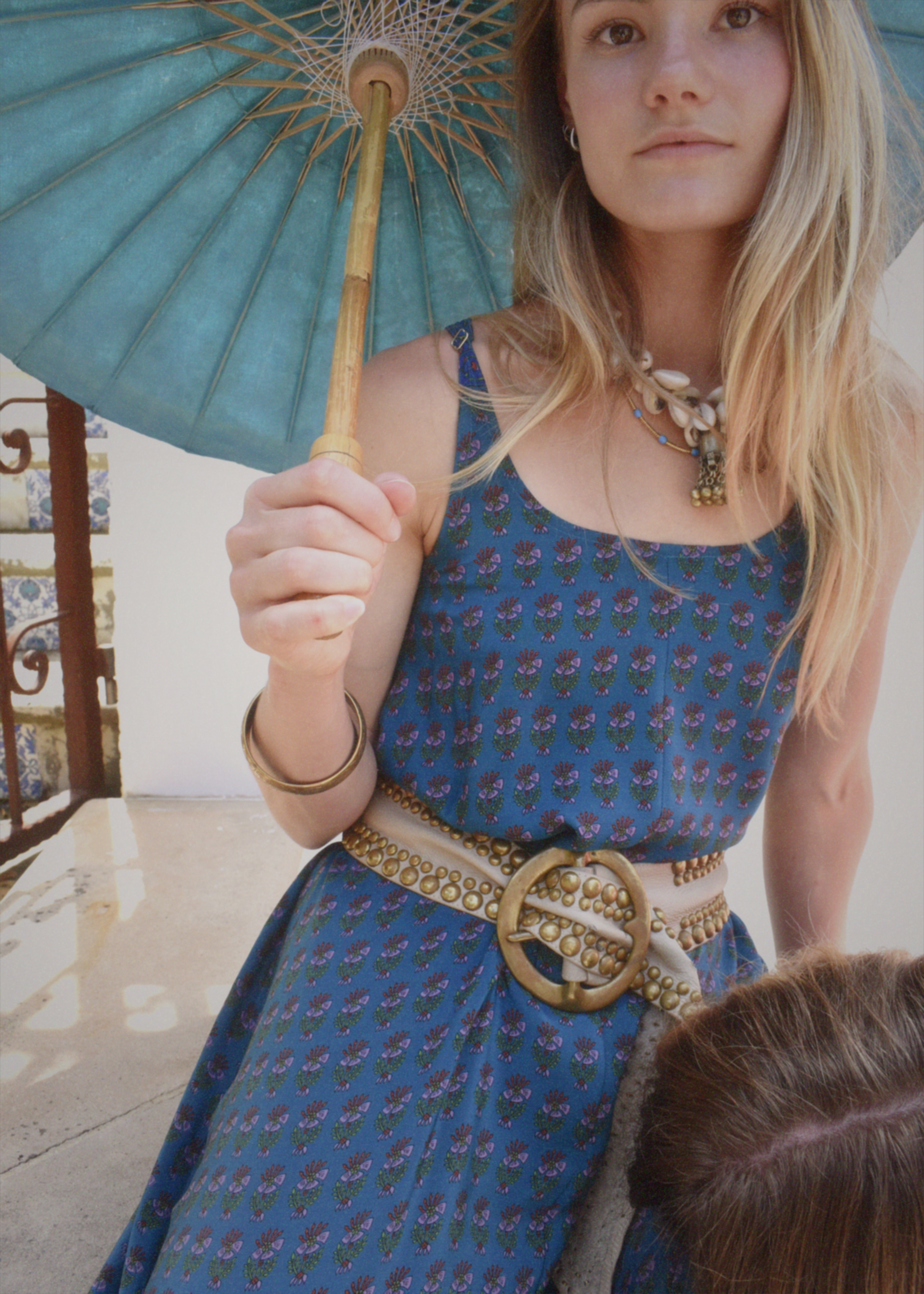 Eustoma Silk Crepe Swing Maxi Dress ~ Chambray XS