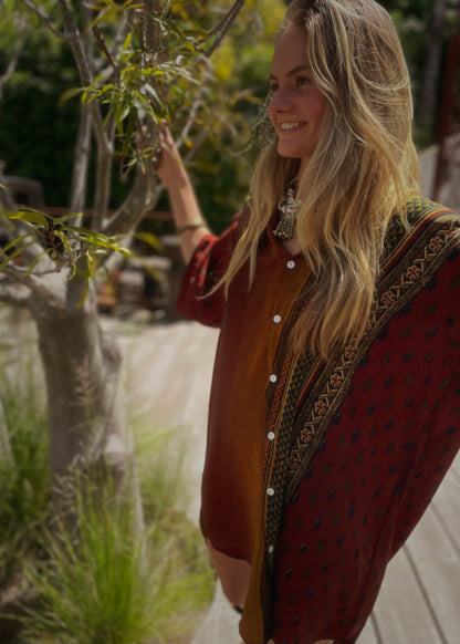 Astralagus Silk Crepe Oversized Shirt ~ Safari