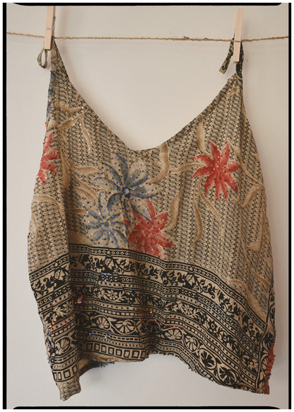 Reseda Silk Crepe Camisole Top ~ Incense M