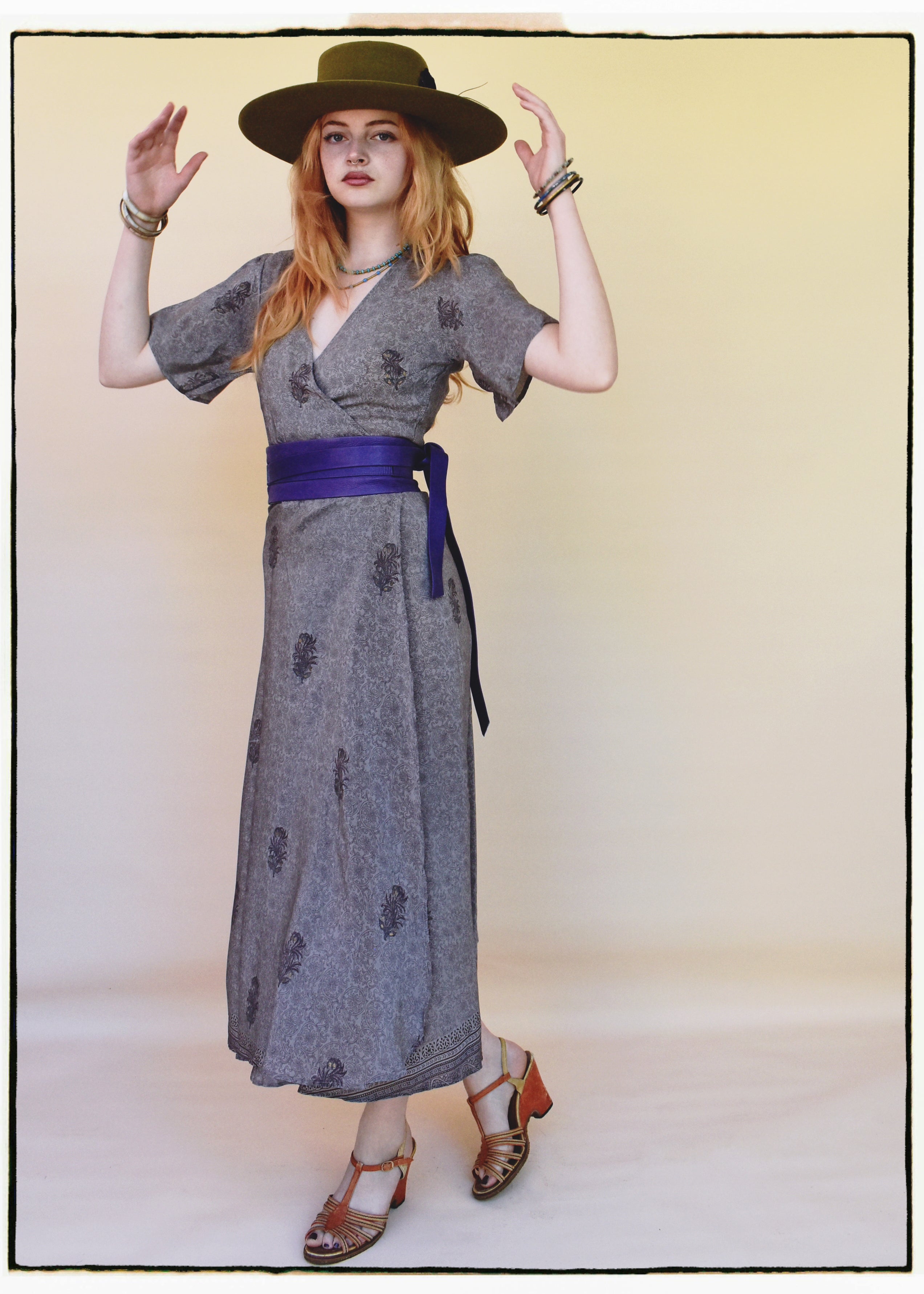 Liatris Silk Crepe Flutter Sleeve Wrap Dress ~ Lavender XS